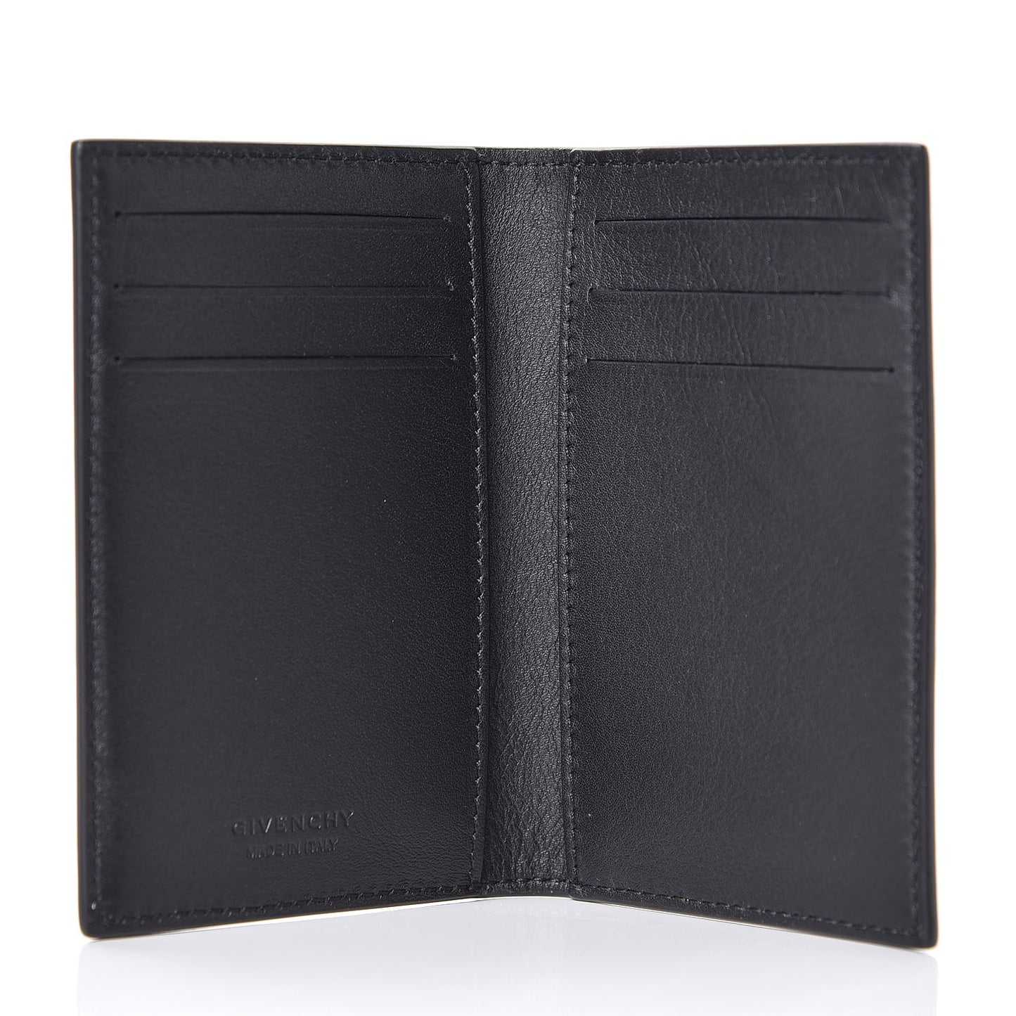 Calfskin Logo Folding Card Holder Black