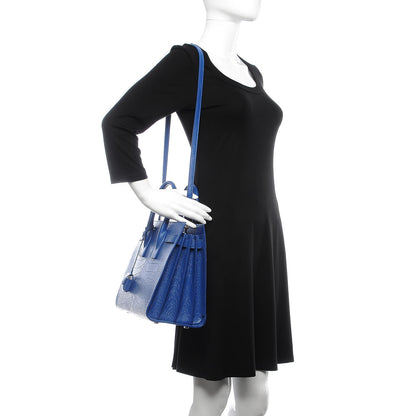Saint Laurent Calfskin Crocodile Embossed Small Sac De Jour Royal Blue 2 of 7