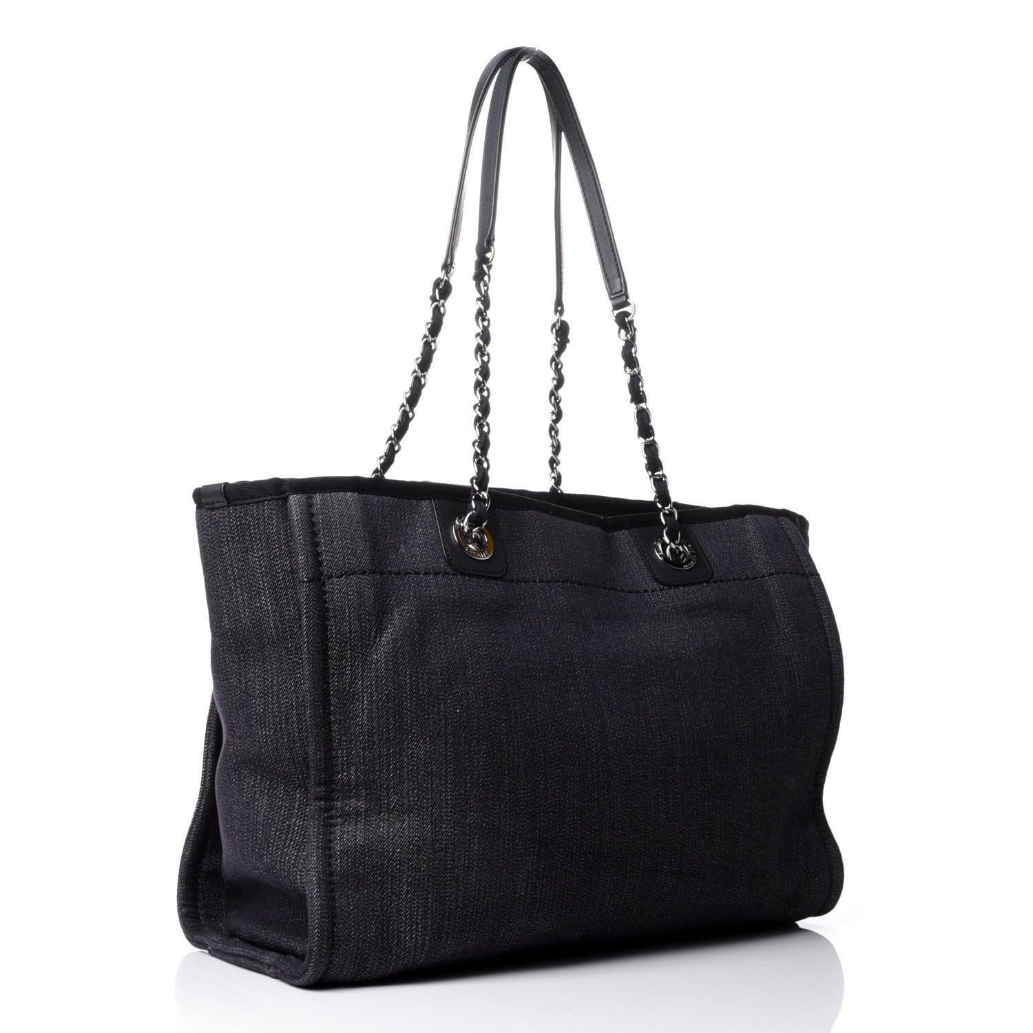 Chanel Canvas Small Deauville Tote Dark Blue 2 of 4