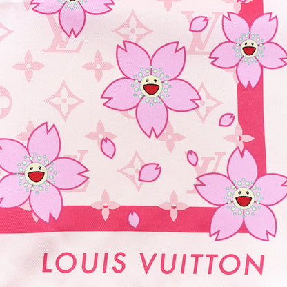 Louis Vuitton LV X TM Silk Monogram Cherry Blossom Square 70 Scarf Pink 2 of 3