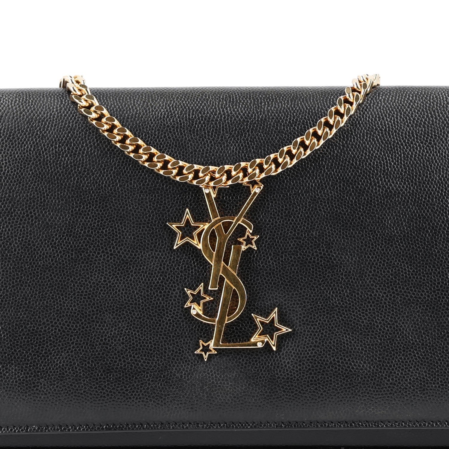 Saint Laurent Grain De Poudre Star Studded Monogram Wallet on Chain Black 8 of 10