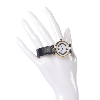 Cartier Sterling Silver Vermeil Alligator 30mm Must De Cartier Quartz Watch 2 of 9