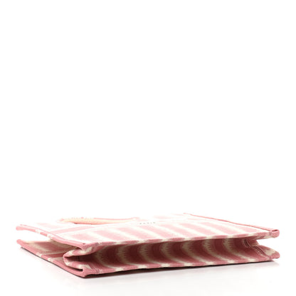 Christian Dior Canvas Embroidered Large Striped Book Tote Pink 4 of 14