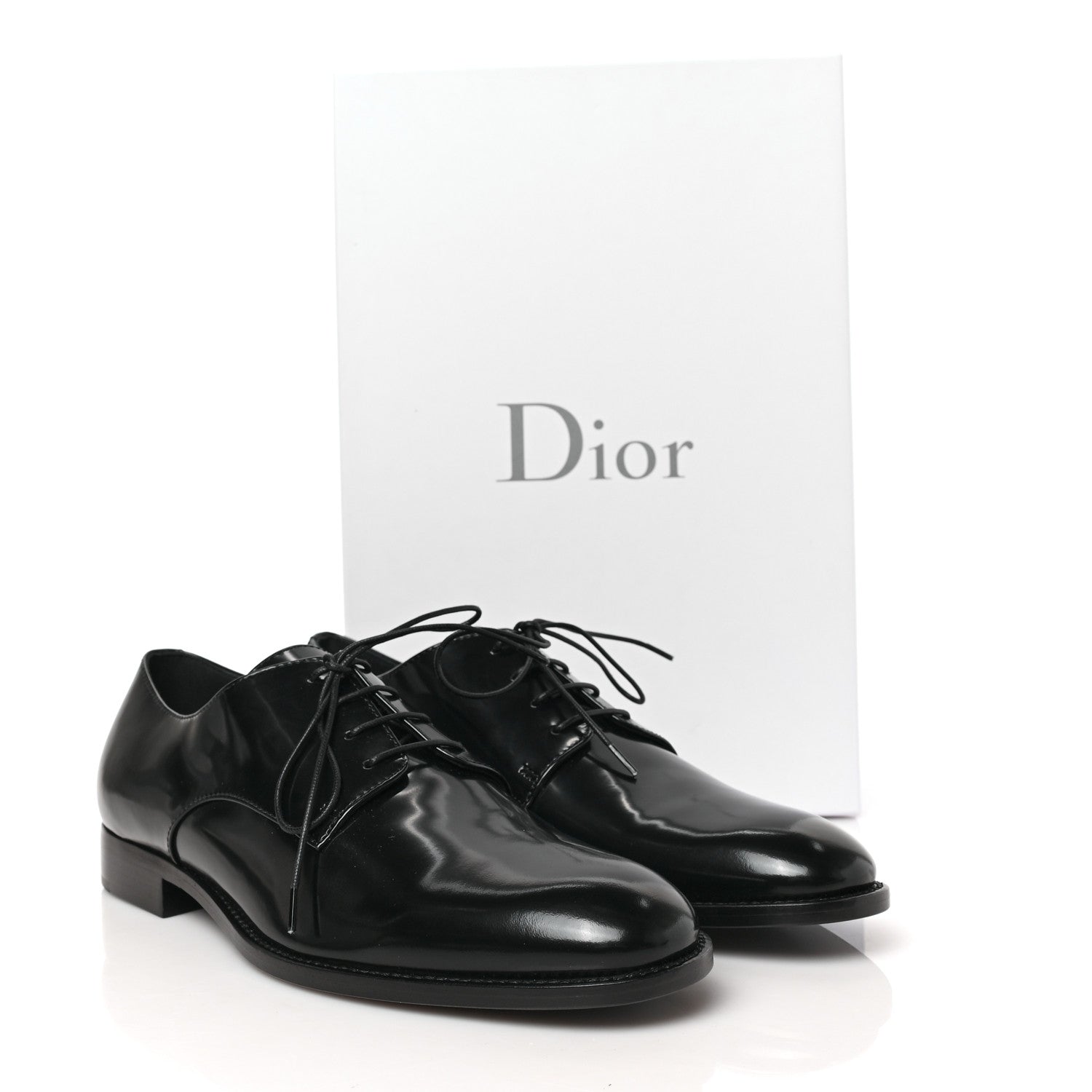 Christian Dior Shiny Calfskin Womens Derby Shoe 38 Black 9 of 9