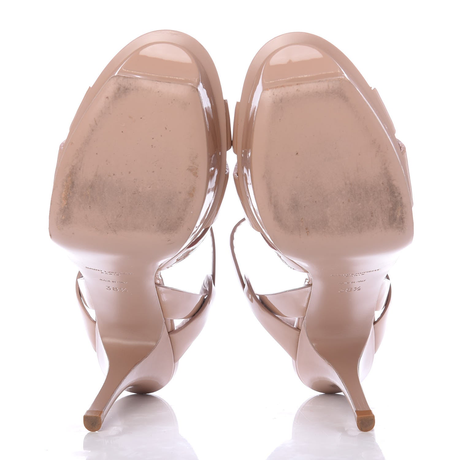 Saint Laurent Patent Tribute 75 Platform Sandals 38.5 Dark Nude 5 of 8