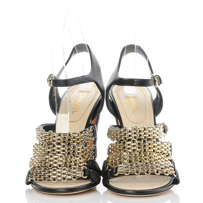 Chanel Lambskin Reissue Chain Sandals 36 Black Gold 2 of 8