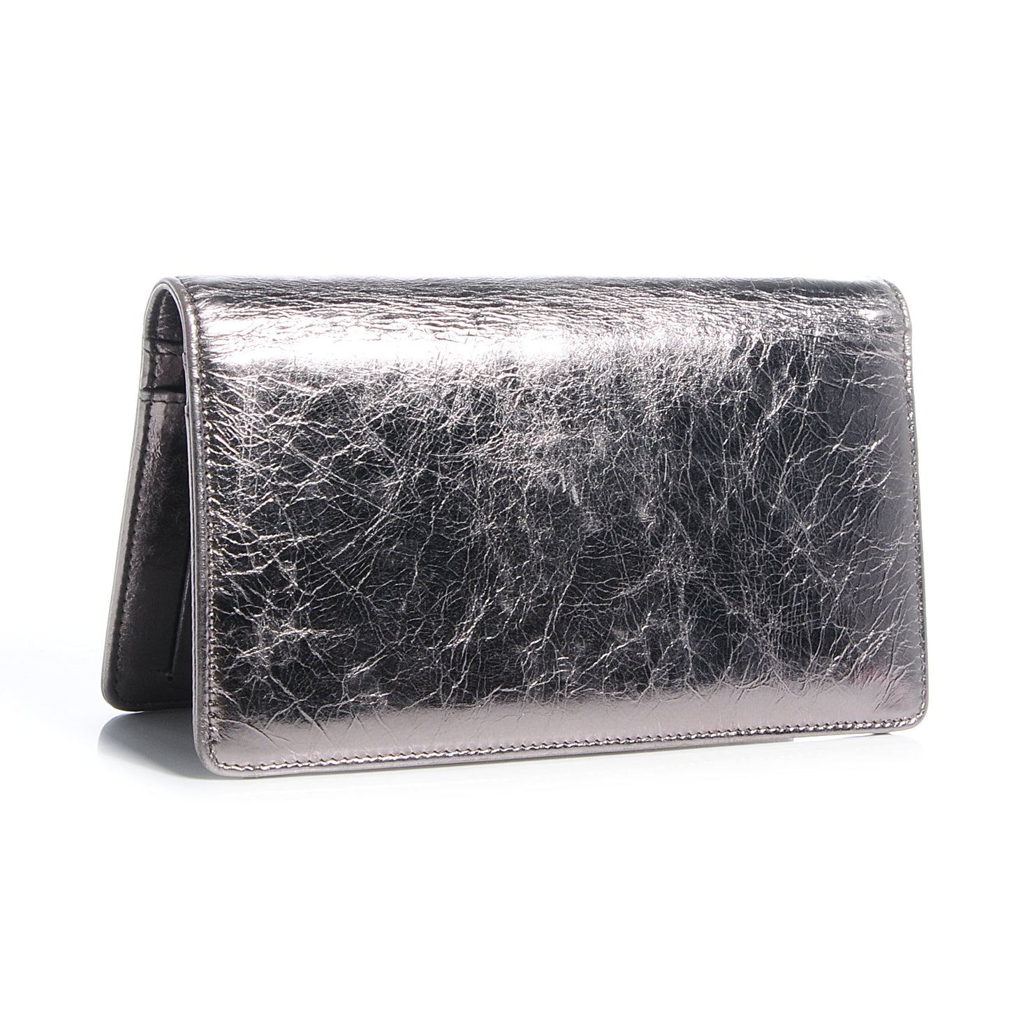 Leather CC Bow Wallet Metallic Dark Silver
