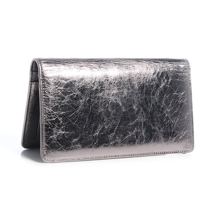 Chanel Leather CC Bow Wallet Metallic Dark Silver 3 of 8