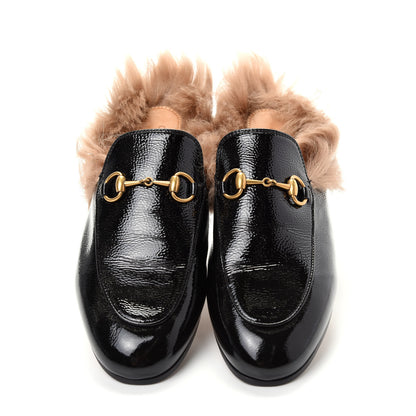 Gucci Patent Fur Womens Princetown Slippers 36.5 Black Natural 5 of 10