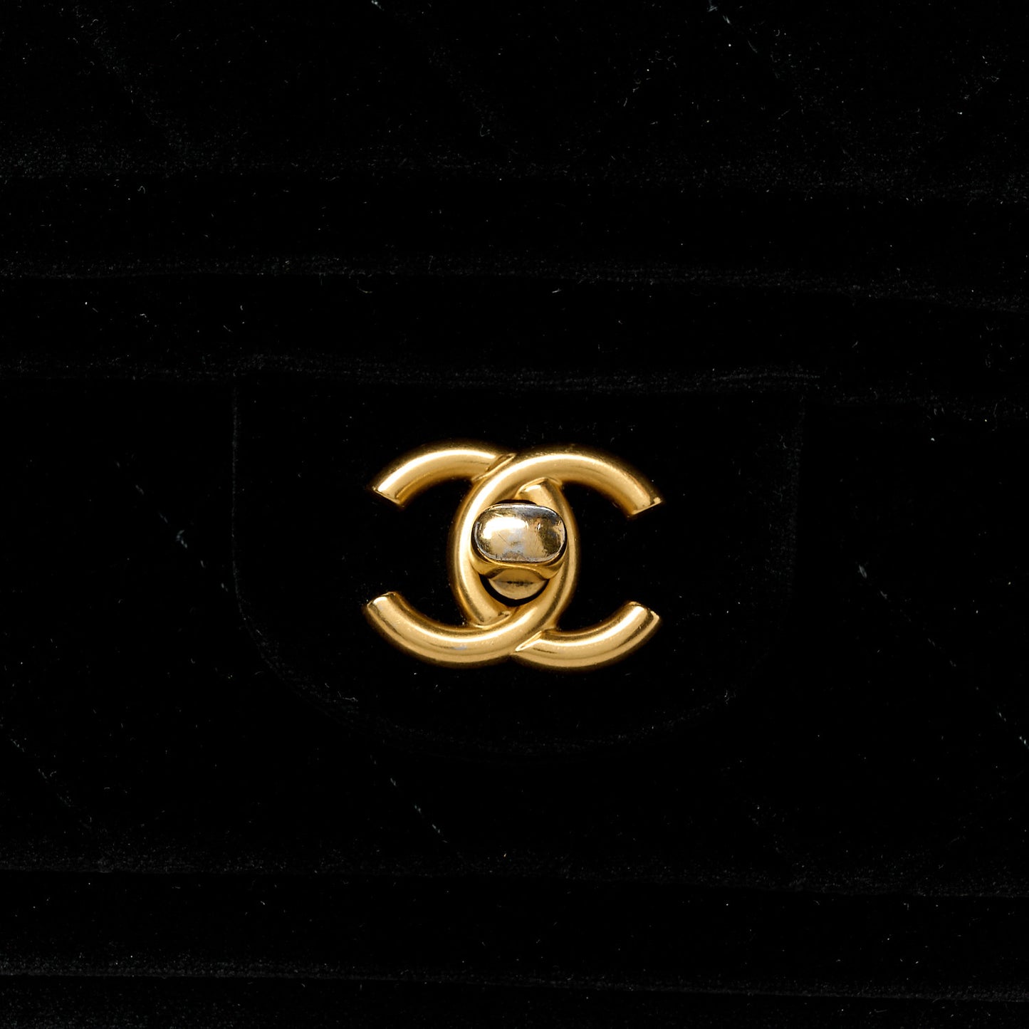 Velvet Quilted Double Frame Flap Black
