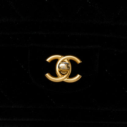 Chanel Velvet Quilted Double Frame Flap Black 9 of 11