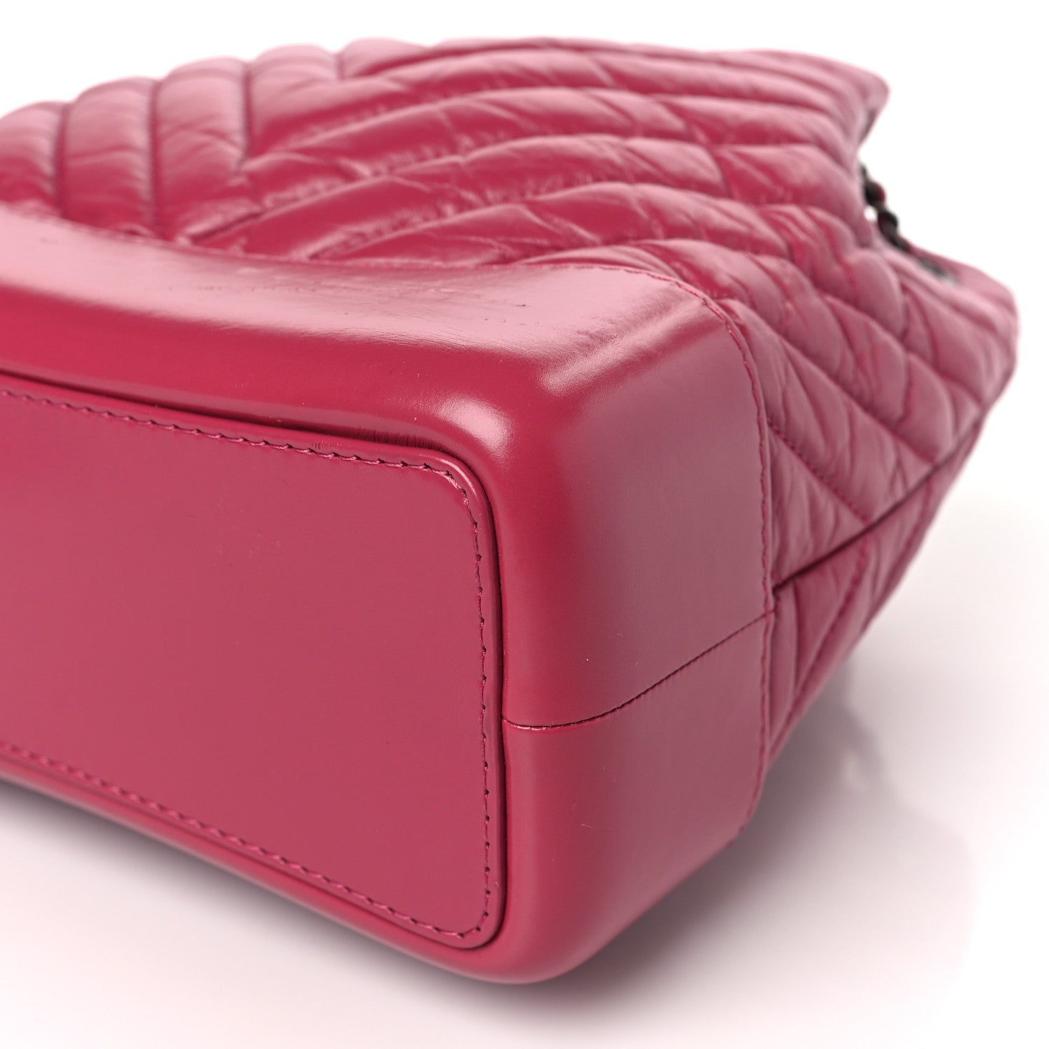 Chanel Aged Calfskin Chevron Quilted Small Gabrielle Backpack Dark Pink 9 of 9