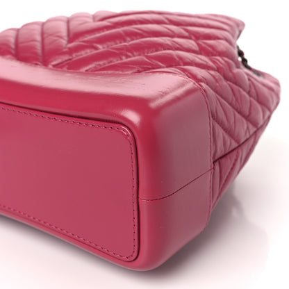 Chanel Aged Calfskin Chevron Quilted Small Gabrielle Backpack Dark Pink 9 of 9