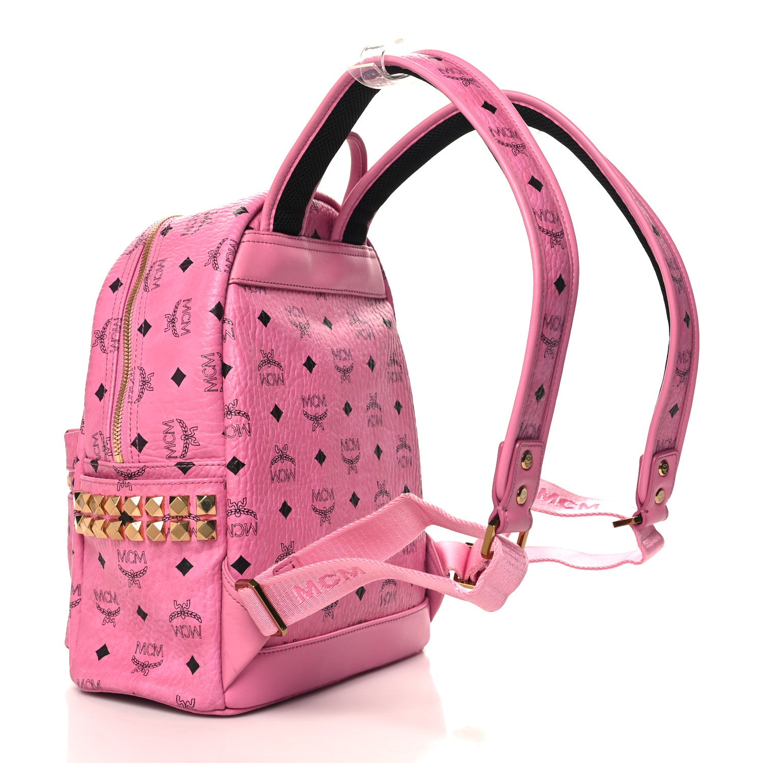 MCM Visetos Small Side Stud Stark Backpack Pink 3 of 10