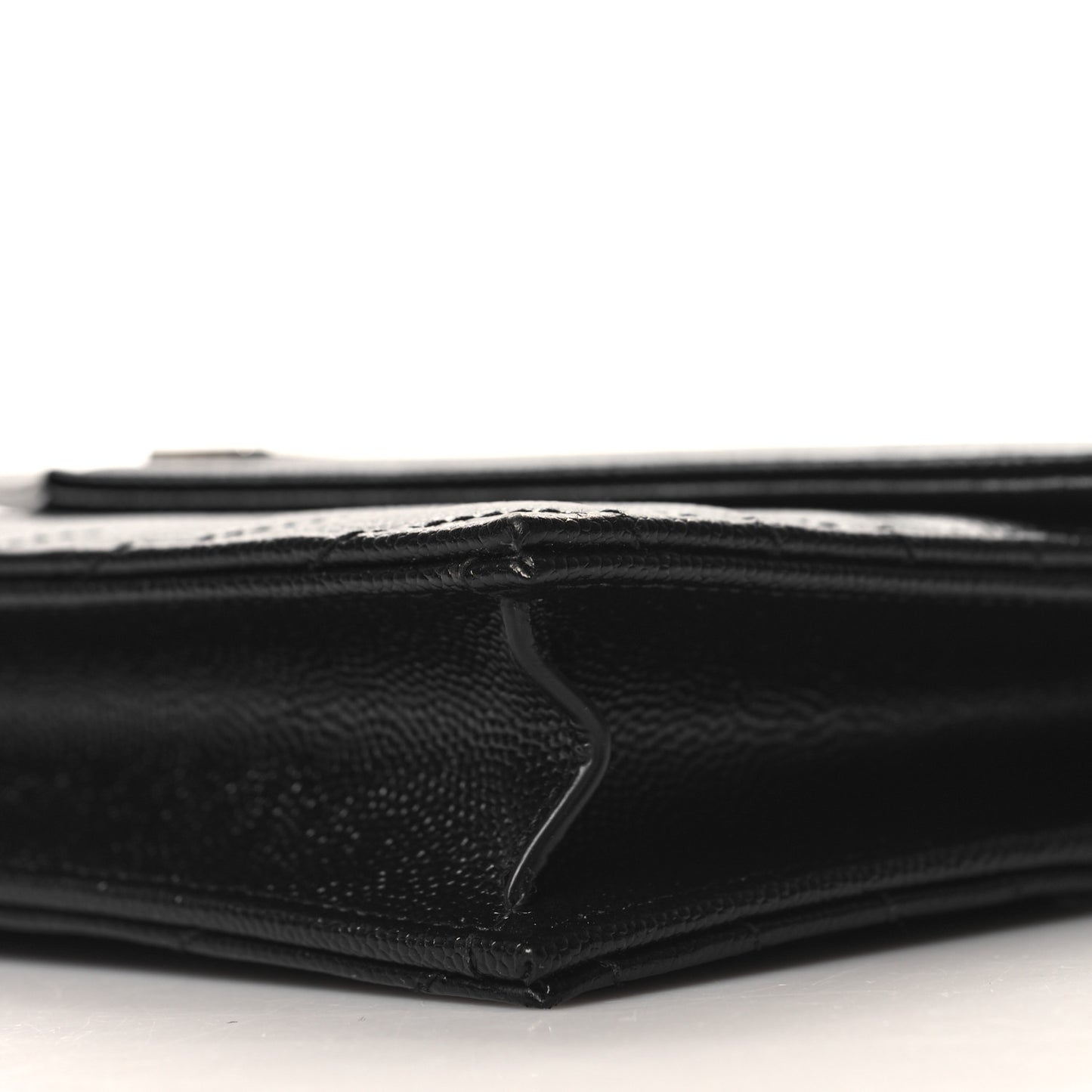 Grain De Poudre Matelasse Chevron Monogram Envelope Chain Wallet Black