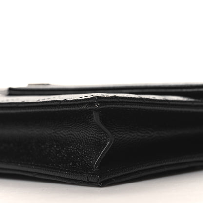 Saint Laurent Grain De Poudre Matelasse Chevron Monogram Envelope Chain Wallet Black 9 of 10