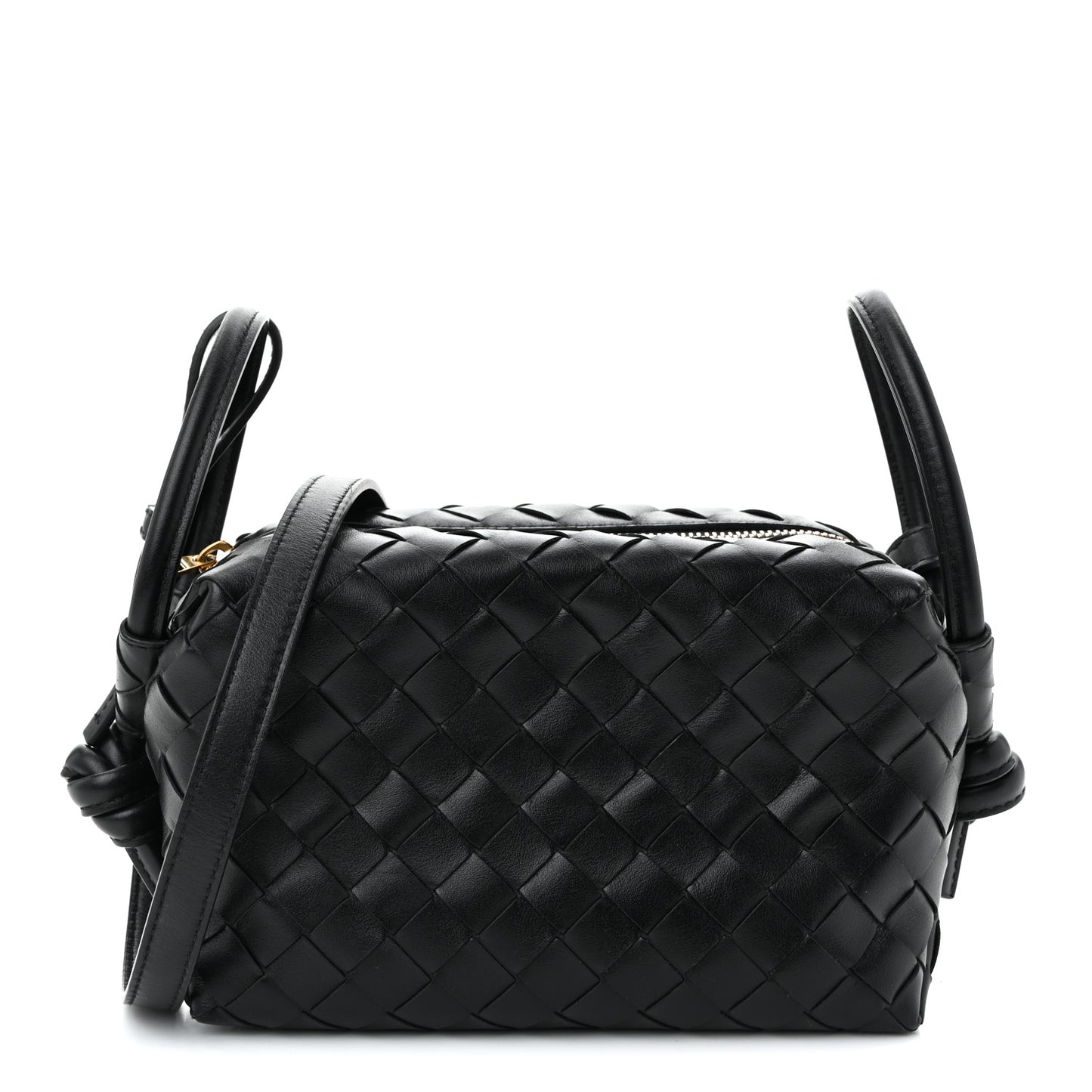 Calfskin Intrecciato Small Loop Top Handle Black