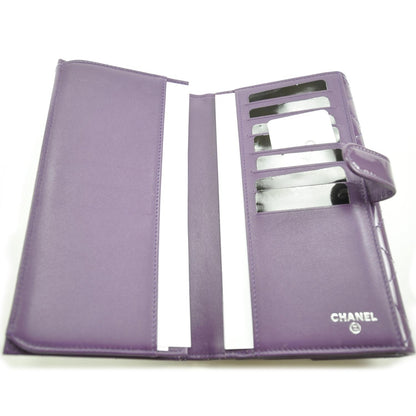 Chanel Patent Quilted Large Flap Wallet Purple 12C 6 of 9
