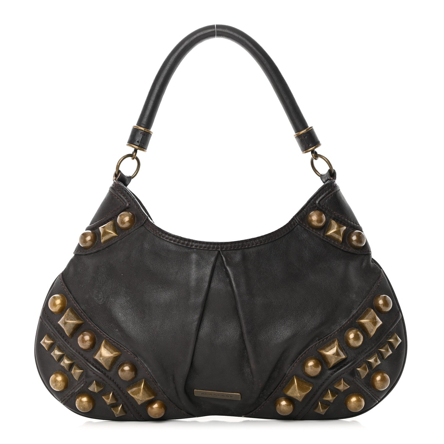 Burberry Calfskin Studded Medium Alverton Hobo Chocolate 1 of 19