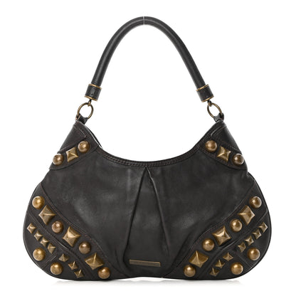 Burberry Calfskin Studded Medium Alverton Hobo Chocolate 1 of 19