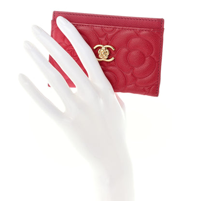 Chanel Caviar Camellia Embossed Card Holder Fuchsia 2 of 10