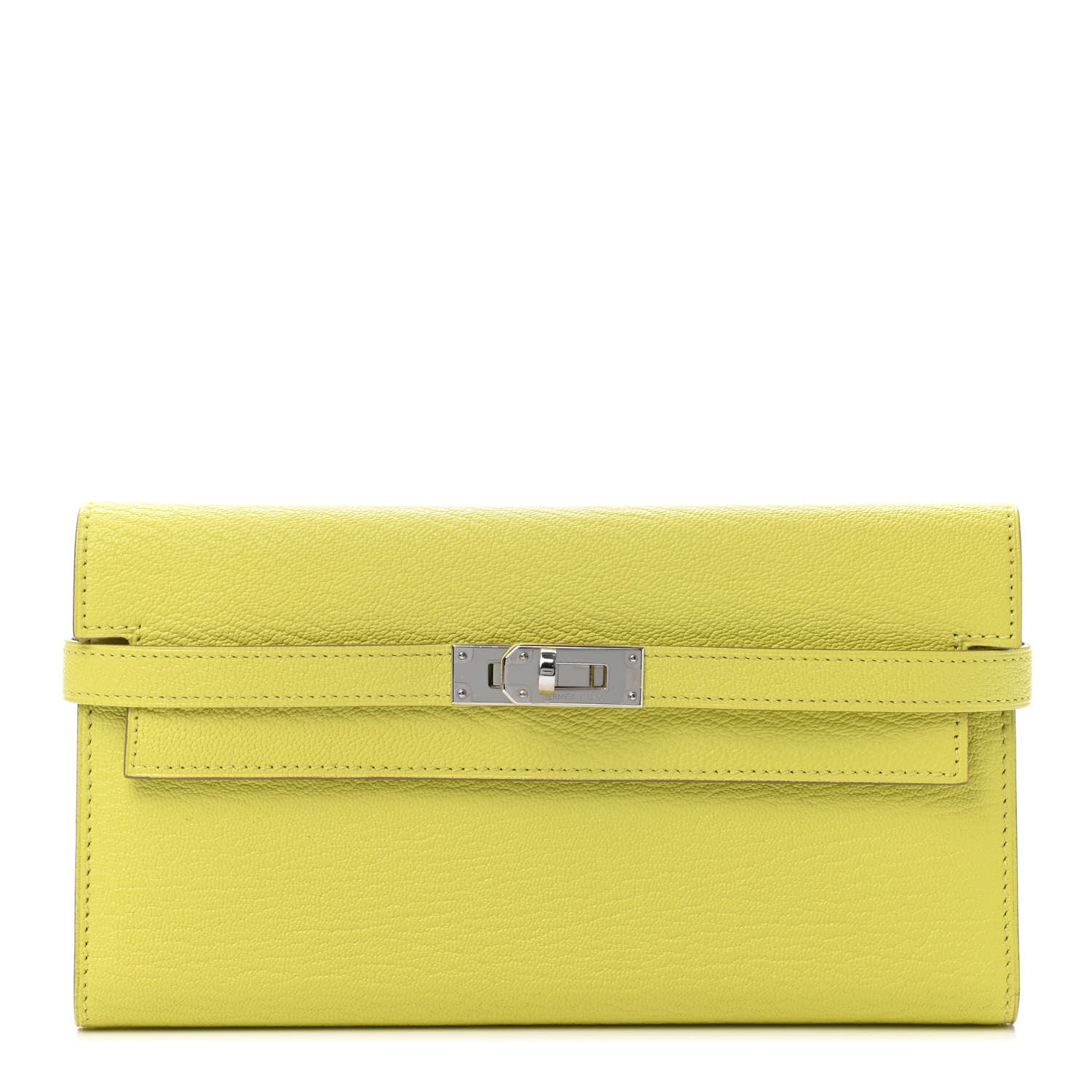 Hermes Chevre Mysore Kelly Longue Wallet Lime 1 of 4