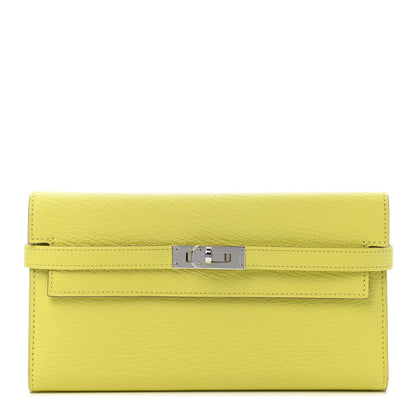 Hermes Chevre Mysore Kelly Longue Wallet Lime 1 of 4
