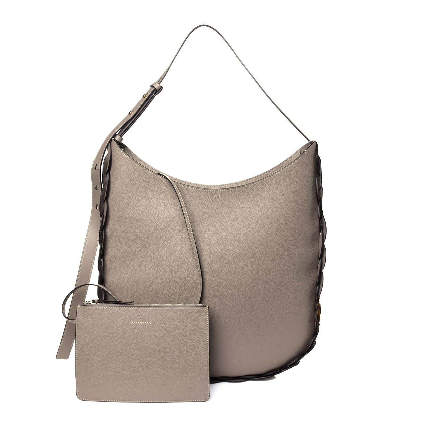 Small Grain Smooth Calfskin Large Darryl Hobo Motty Grey