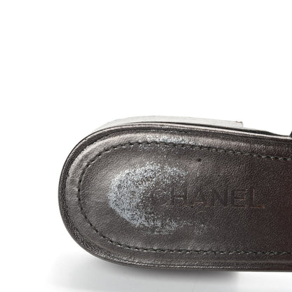 Chanel Calfskin Quilted CC Chain Mules 35 Silver 10 of 11