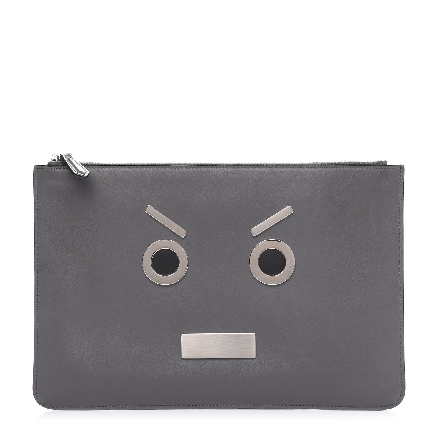 Fendi Calfskin Faces Pouch Grey 1 of 11