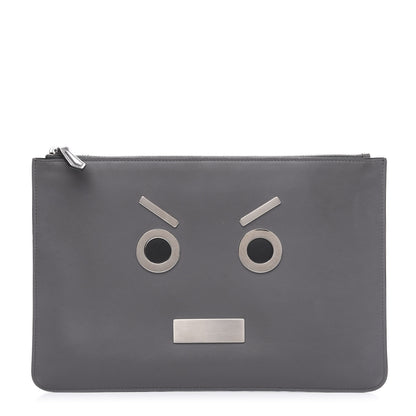Fendi Calfskin Faces Pouch Grey 1 of 11