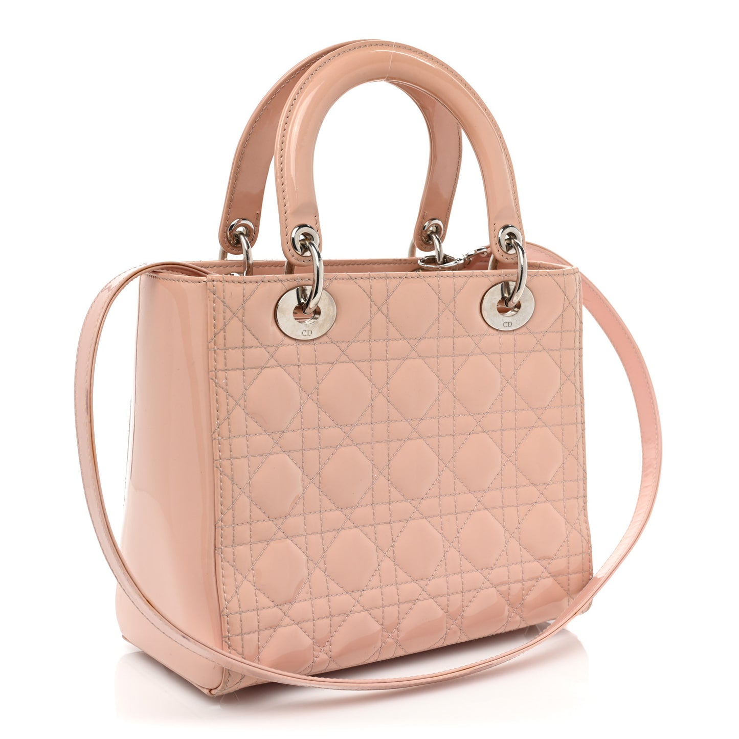 Patent Cannage Medium Lady Dior Rose Clair