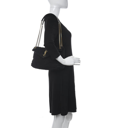 Saint Laurent Boucle Tweed Quilted Small Loulou Puffer Monogram Chain Satchel Black 2 of 12