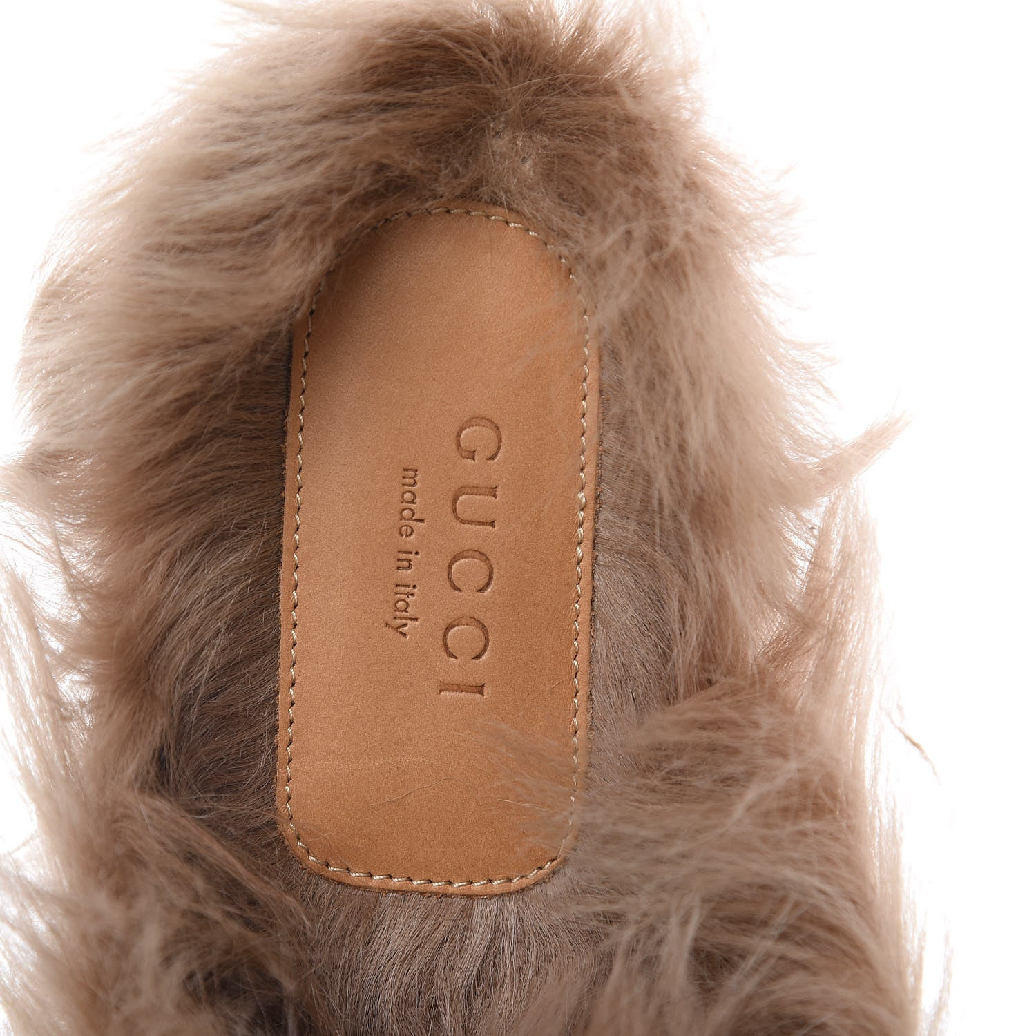 Gucci Betis Glamour Calfskin Fur Womens Princetown Slippers 37 Hibiscus Red Naturale 5 of 13