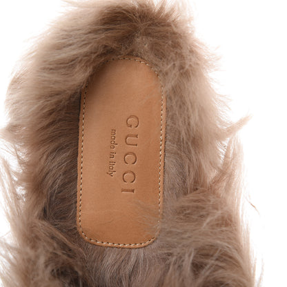 Gucci Betis Glamour Calfskin Fur Womens Princetown Slippers 37 Hibiscus Red Naturale 5 of 13