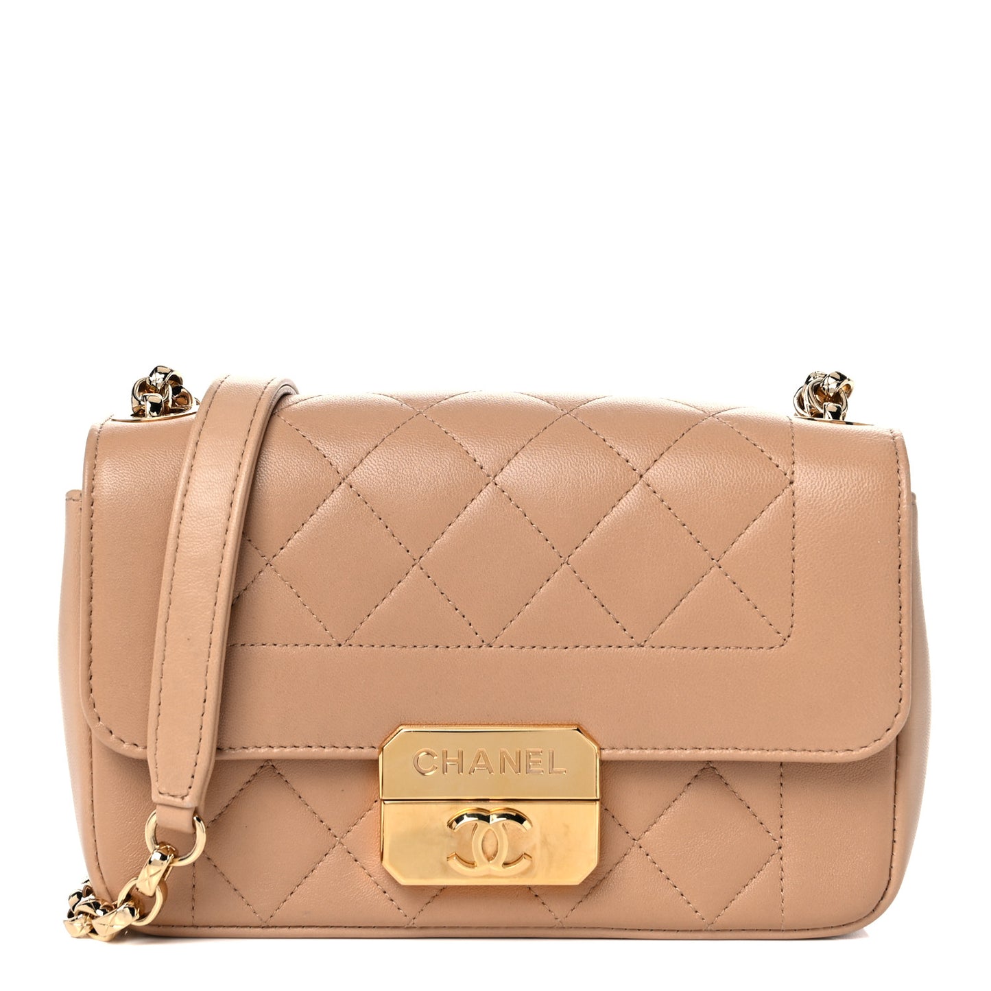 Lambskin Mini Chic With Me Flap Beige
