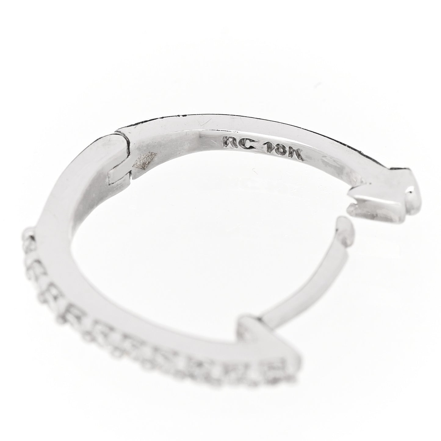 18K White Gold Diamond Pave Huggie Earrings