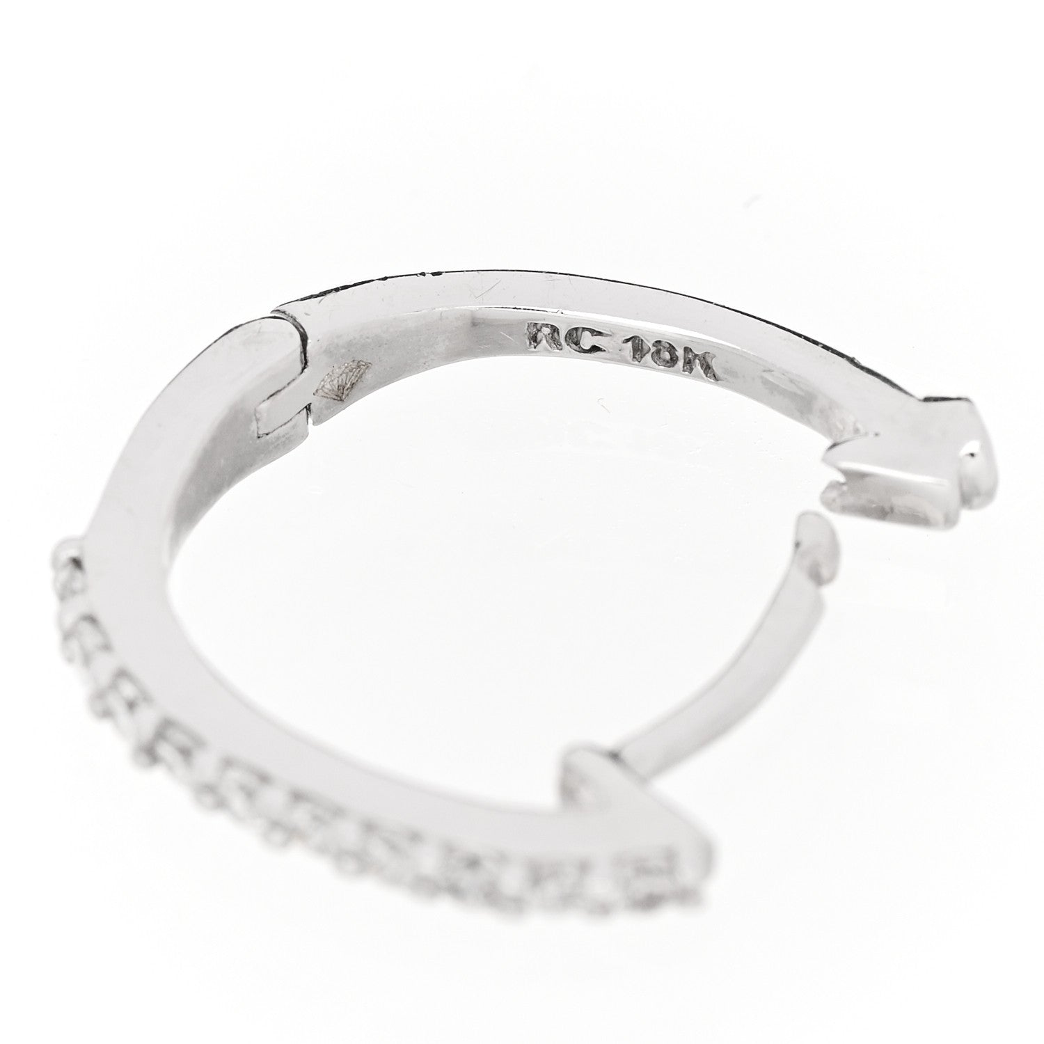 Roberto Coin 18K White Gold Diamond Pave Huggie Earrings 4 of 4