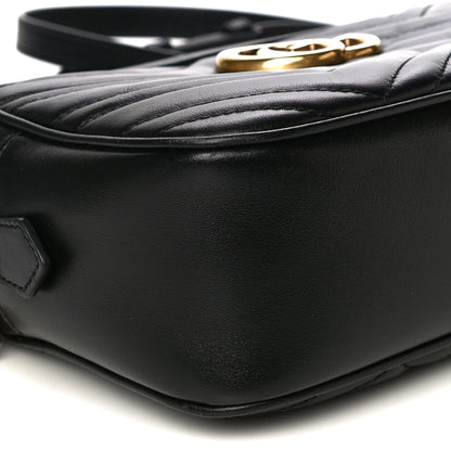 Gucci Calfskin Matelasse Small GG Marmont Chain Shoulder Bag Black 10 of 11