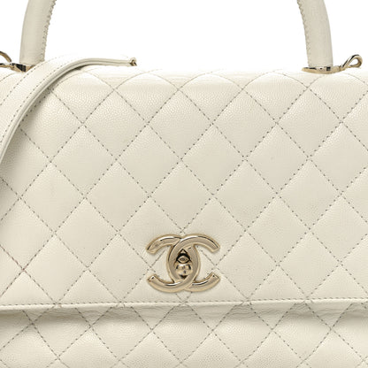 Chanel Caviar Quilted Small Coco Handle Flap White 8 of 10