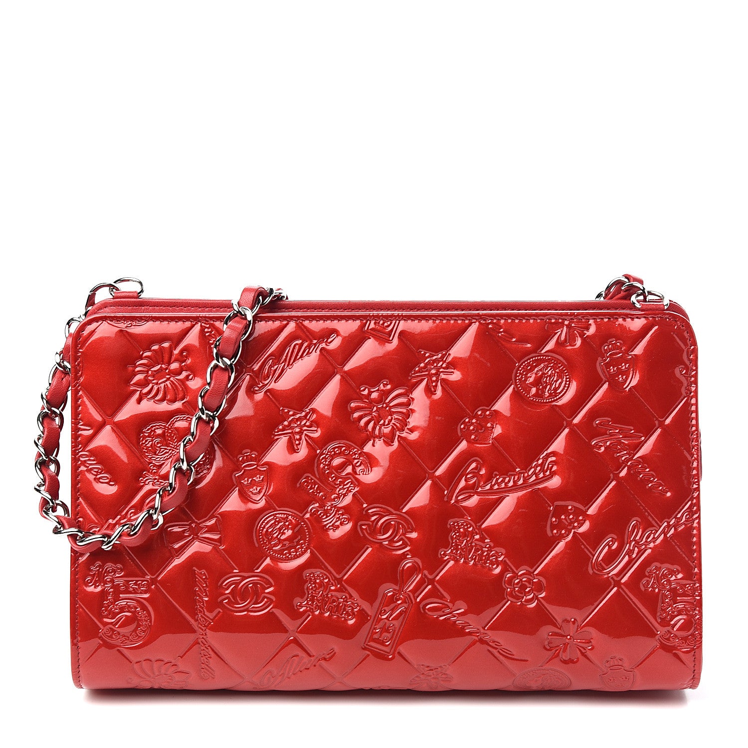 Chanel Patent Calfskin Lucky Symbols Pochette Red 1 of 9