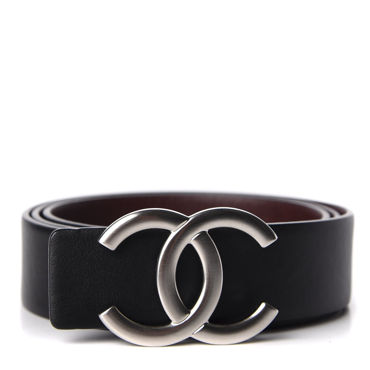 Chanel Calfskin CC Reversible Belt 85 Black Burgundy 1 of 5