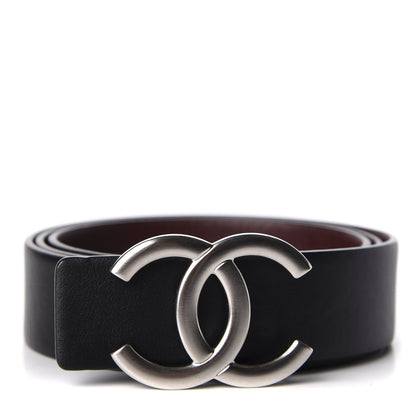 Chanel Calfskin CC Reversible Belt 85 Black Burgundy 1 of 5
