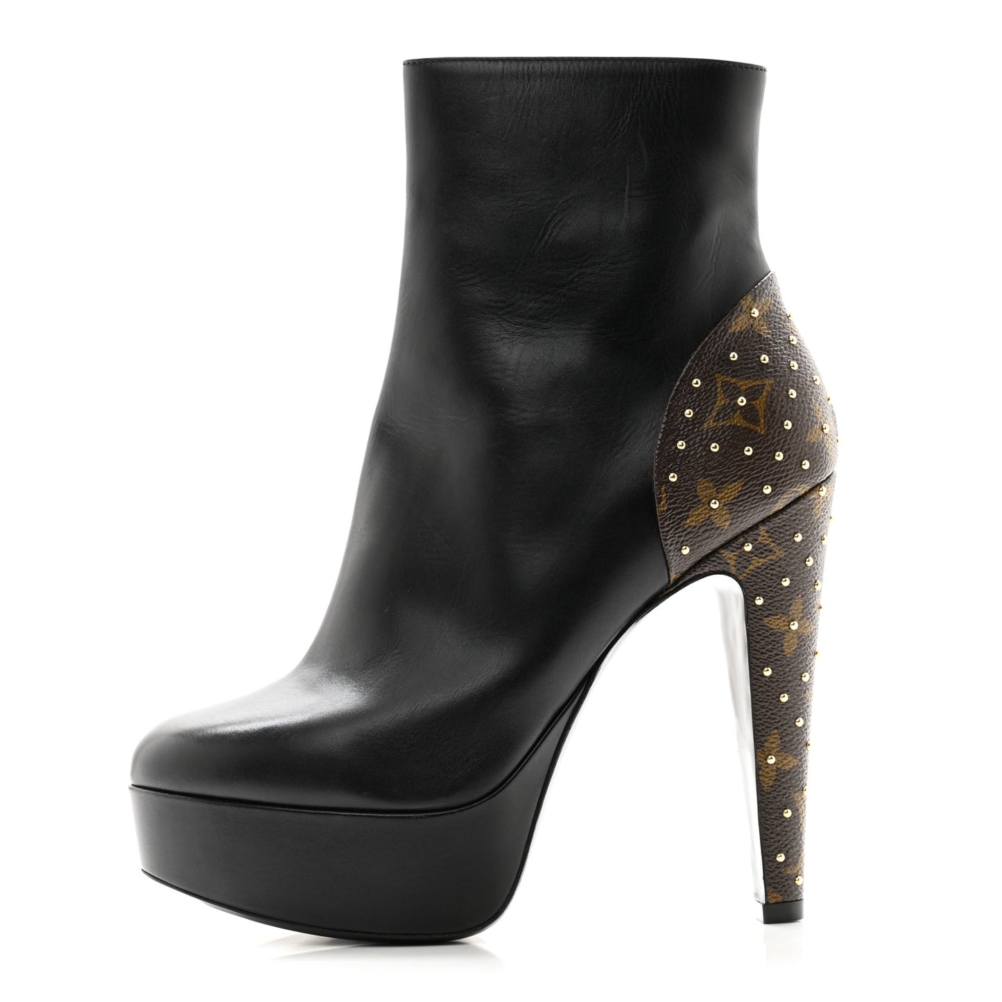 Calfskin Monogram Afterglow Platform Ankle Boots 38 Black