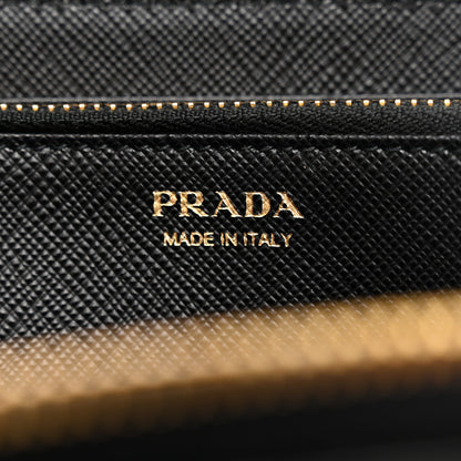 Prada Saffiano Triangle Zip Around Wallet Black 6 of 8