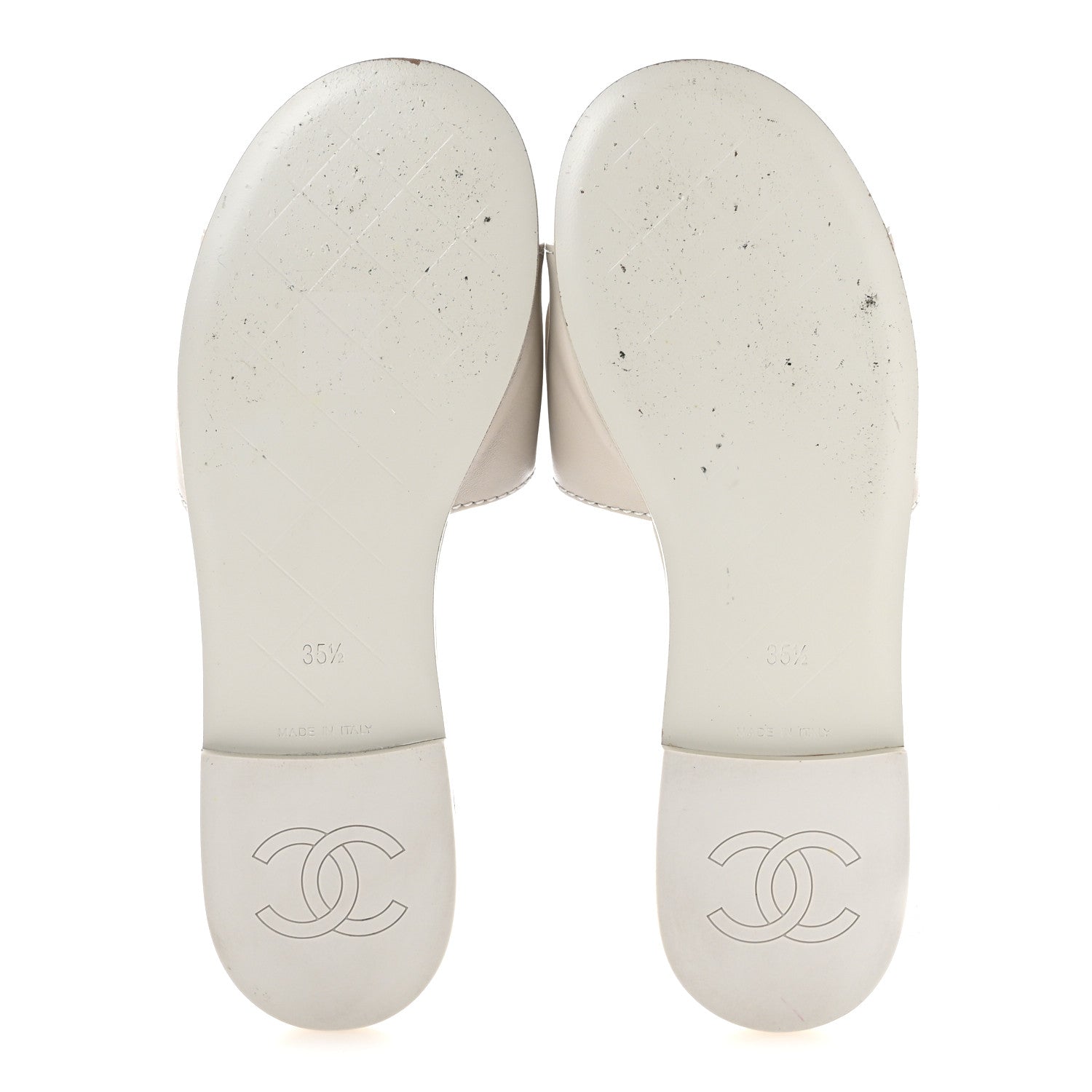 Chanel Lambskin Quilted Turnlock Flat Mules 35.5 Light Grey 6 of 12