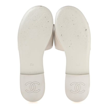 Chanel Lambskin Quilted Turnlock Flat Mules 35.5 Light Grey 6 of 12