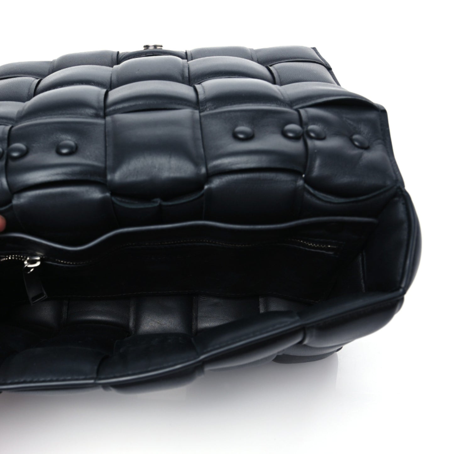 Lambskin Maxi Intreccio Padded Chain Cassette Crossbody Bag Black