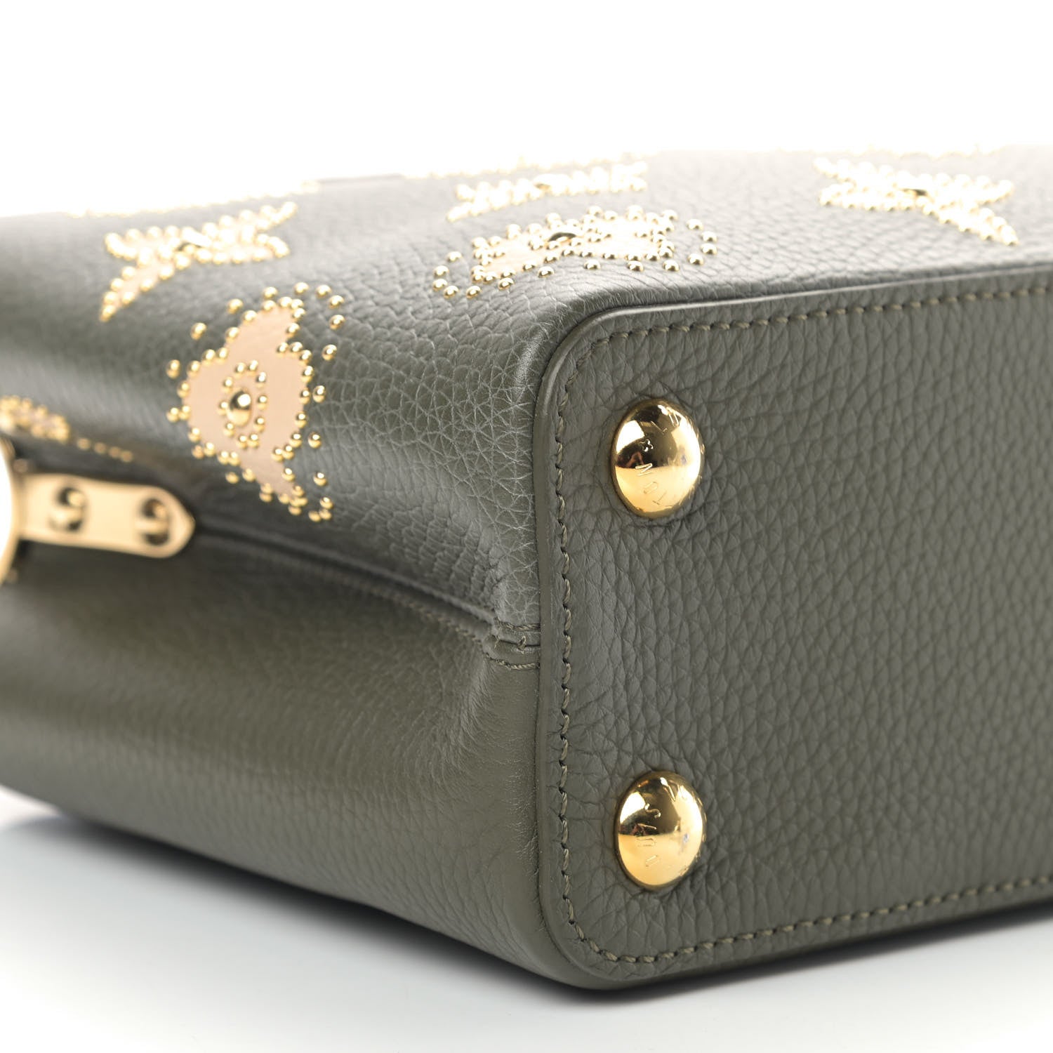 Louis Vuitton Taurillon Flowers Capucines BB Khaki 6 of 9