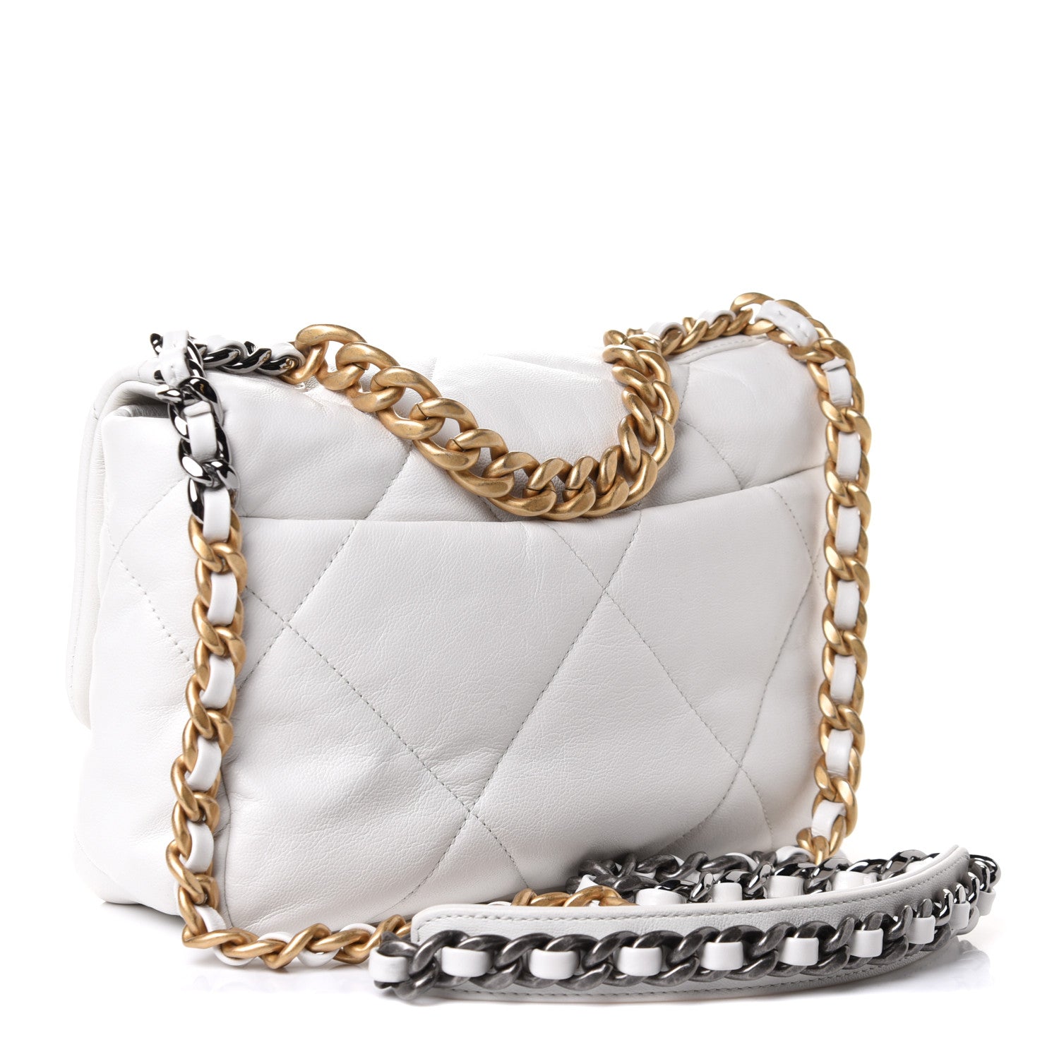 Chanel Lambskin Quilted Medium Chanel 19 Flap White 3 of 10